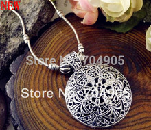 2014 New Arrival Free Shipping Tibet Jewelry 925 Sliver Plated Vintage  Flower Pendant Retro Drop Necklace for Women Hot 09