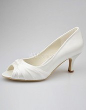 Beautiful Peep Toe Knotted Satin Bridal Shoes