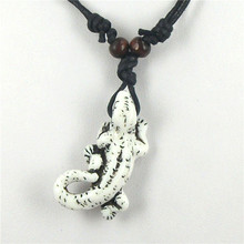 Tibetan white Yak bone carving Crocodile totem pendant supporter talismans necklace Jewelry free shipping