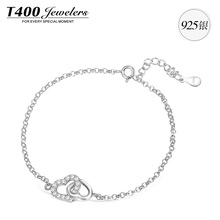 T400 birthday gifts fashion lovely heart linked stone made with high quality cubic zirconia charm bracelet
