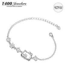 T400 birthday gifts fashion lovely Kitty cat stone made with high quality cubic zirconia charm bracelet