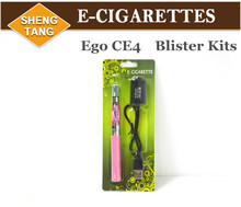 eGo CE4 blister kit ( 100 sets / lot ) e-cigarette 650mAh 900mAh 1100mAh EGO CE4 transparent atomizer kit ego-ce4 with 10 colors