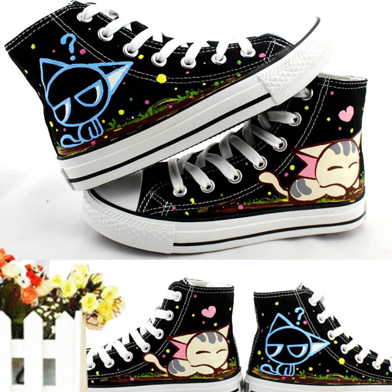 2014 summer Korea fashion canvas skateboarding shoes couple school leisure DIY plus size shoes for women