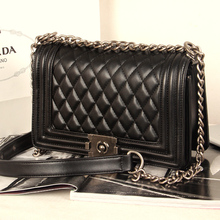 2014 woman PU handbag high quality women messenger bags plaid chain bag famous brand designer channell shoulder bag  Freeship