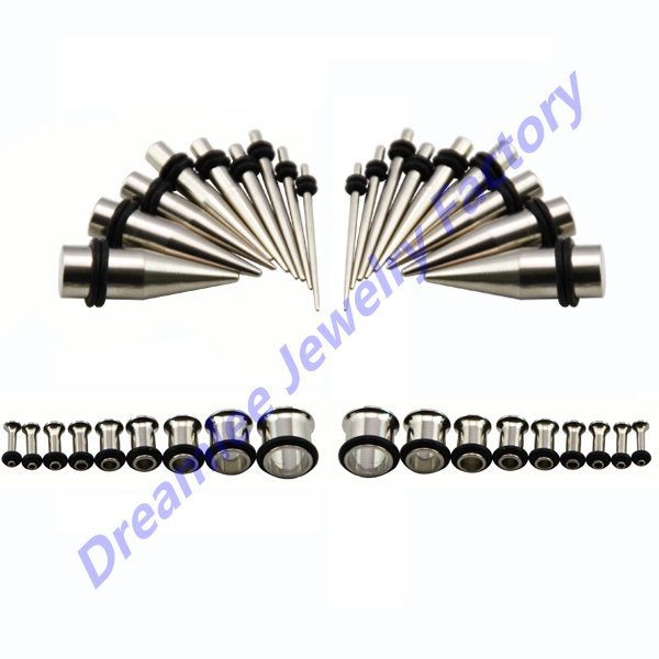 Dreamlee 36piece 361l Stainless Steel Ear Expander Piercing Taper Plugs Tunnel Kit Stretcher Gauges Body Jewelry