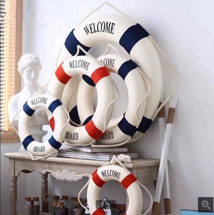 Free Shipping Mediterranean style "welcome aboard" Cotton Lifebuoy Bar Living Room Decoration Nautical Home Decor