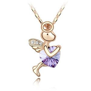 White Gold Plated Angel Cupid Necklace make with Austrian crystal High Quality Colorful God Of Love