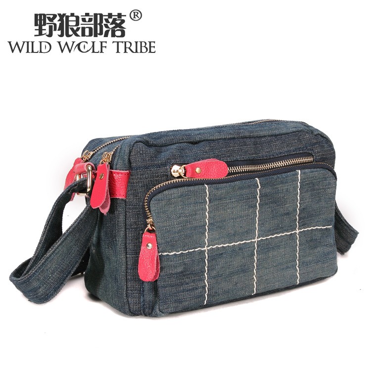 Wolf autumn and winter tribal women s handbag one shoulder cross body small vintage denim bag