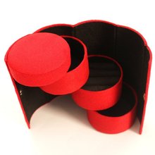 1pc Promotion 2014 Women Scarlet Cylinder Accessories Cases Red Jewelry Holder Organizer Gift Boxes Casket Free Shipping 670445