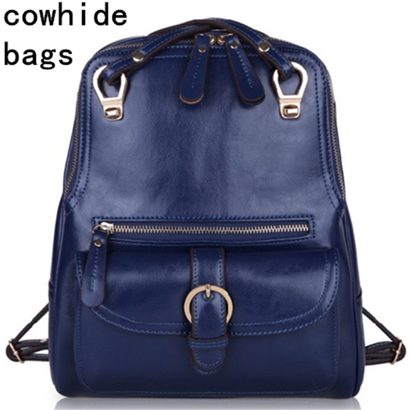 New 2015 women genuine leather backpack cowhide backpacks luxury famous brand backpack bags 8 colors 8920