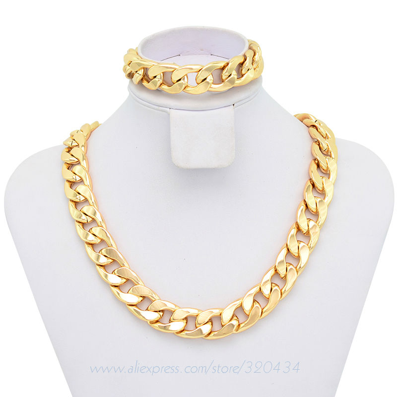 24K Chain Necklace With Gold Plating Dubai Fashion Style Jewelry Set ...