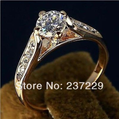 Wholesale price FREE SHIPPING  18K GP Rose Gold Element Crystal marriage Ring 6 7 8
