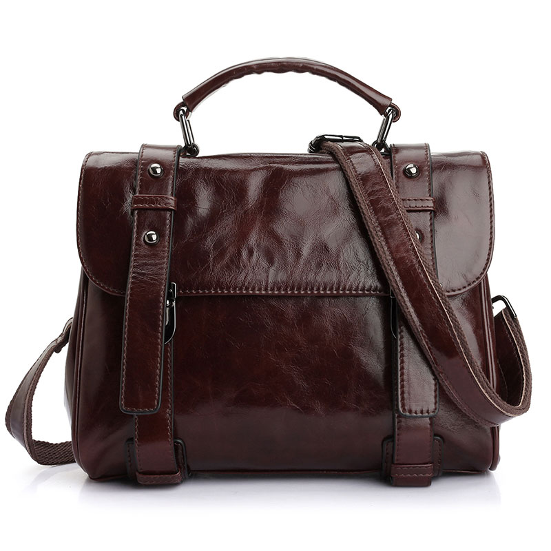 Wax leather bag classic vintage genuine leather women s handbag messenger bag one shoulder cross body