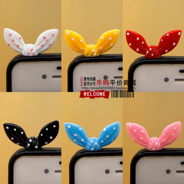 Rabbit ears dust plug little butterfly dust plugs fashion cell phone accessories sweet polka dot plug103
