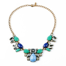 New Styles 2014 Statement Fashion Women Jewelry Blue Resin Water drop  Necklace