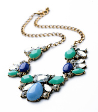 New Styles 2014 Statement Fashion Women Jewelry Blue Resin Water drop Necklace