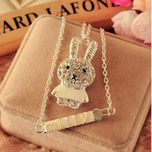 Free shipping  Fashion jewelry  The rabbit long ear  Silver/Gun black colour of the  pendant  necklace