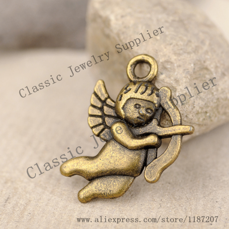 Wholesale DIY Jewelry Accessories Antiqued Bronze Tone Vintage Alloy Cupid Arrow Necklace Pendant Charms 20 16mm