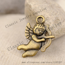 Wholesale DIY Jewelry Accessories Antiqued Bronze Tone Vintage Alloy Cupid Arrow Necklace Pendant Charms 20*16mm 100PCS