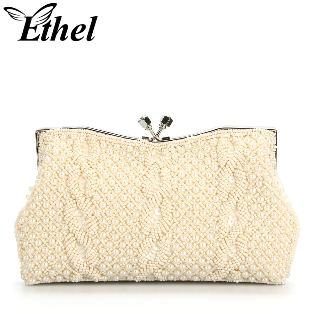Ethel 2014 New Elegant Beaded Wedding Bride Bag One Shoulder Lady Handbag Sac a main Bolsas