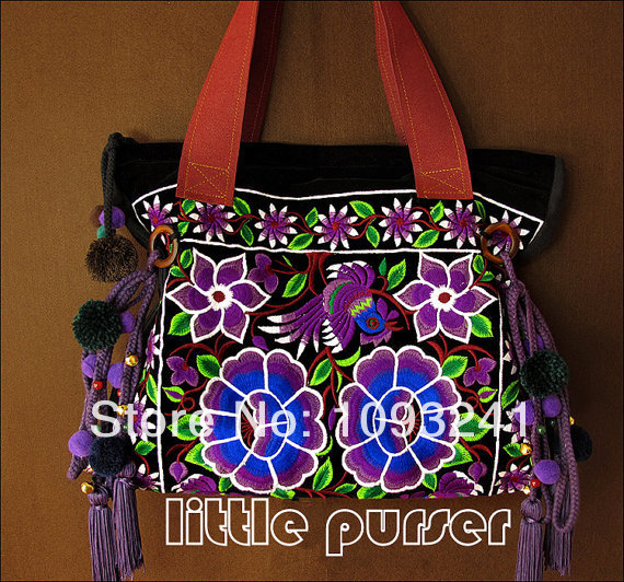 Chinese old ethnic style embroidery handbag shoulder bag canvas bag messenger bag women hmong