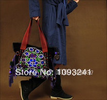 Chinese old ethnic style embroidery handbag shoulder bag canvas bag messenger bag women hmong