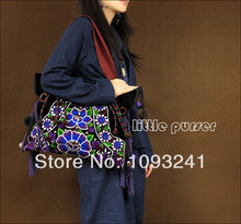 Chinese old ethnic style embroidery handbag shoulder bag canvas bag messenger bag women hmong
