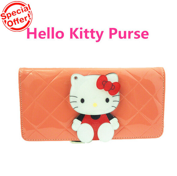 Hello Kitty Purse Lady Purse Candy Color Wallet Clutch Case Fashion Red Long Handbag Leather Holder