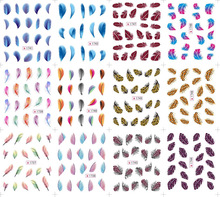 12Pack Snakeskin Colorful Sexy Leaf Pattern Water Decals Transfer Stickers on nails Nail Art Fingernails Decoration
