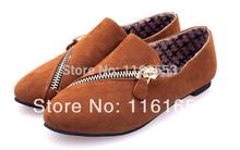 retro side zipper flat shoes