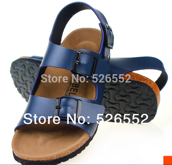 Free Shipping 2015 New Women Shoes Beach Shoes Cork Women Sandals Birkenstock Shoes Three Button In