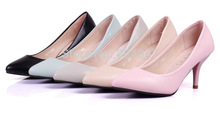 2014 Genuine leather all-match high heels platform pumps pointed toe star style office&career shoes fashion female footwear