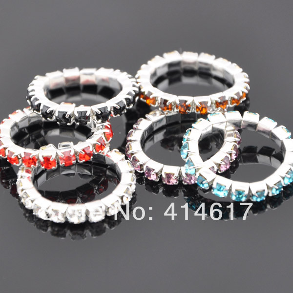 10 pcs Mix Color Crystal Elastic Rhinestone Toe Ring Lady Girl Fashion Jewelry