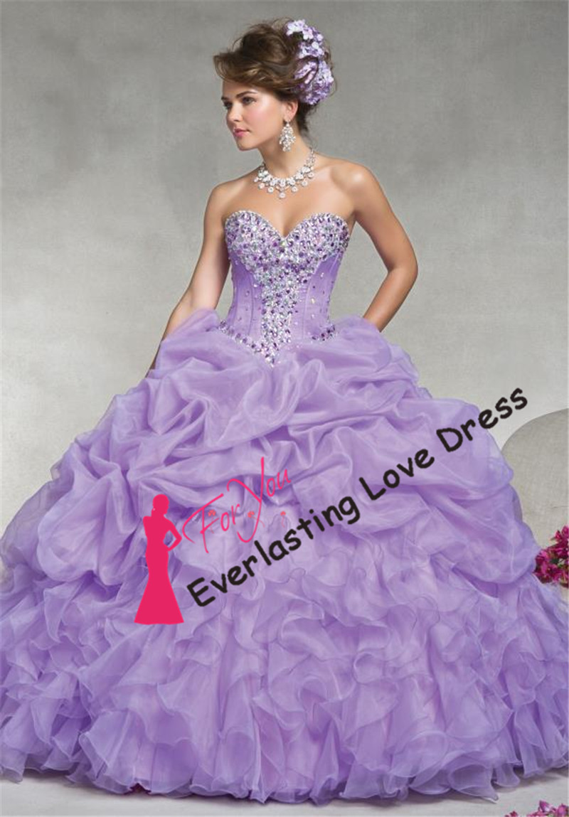 Sweetheart Beading Ruffled Organza Pin Up Lace Up Princess Sweet Sixteen Dresses Engagement Quinceanera Dress 2014