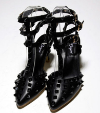 2014 spring fashion v rivet high heeled shoes pointed toe rivet female sandals thin heels women
