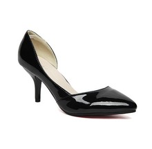 Low Price 2014 New Sexy Women Pumps Pointed Toe Open Side Black Nude Patent Leather Thin