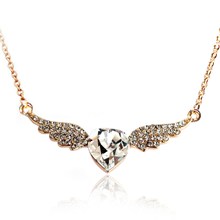 Crystal necklace gold plated rhinestone love cupid pendant short design lovers gift
