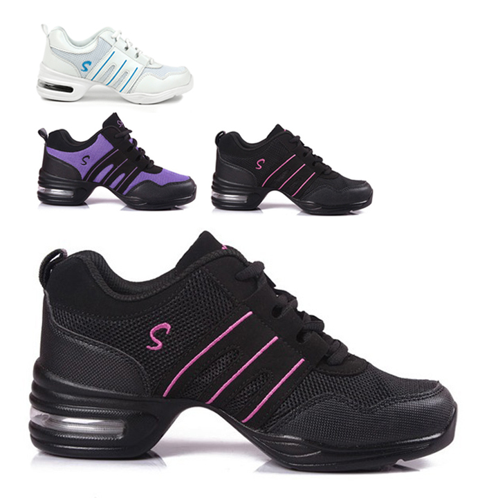 Air Mesh Fashion Women Men Fashion Womens Leather With Net Upper Dance Sneakers Air Mesh Fashion Women Men