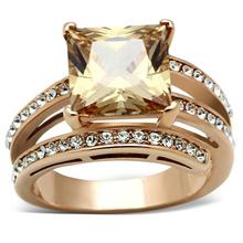 New Arrival 2014 Hot Sell Free Shipping Elegant Female IP Ionic Rose Gold Plated Zircon Popular Ring Propose Marriage Gift GL235