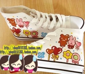 Lacing hand painted shoes canvas shoes rabbit