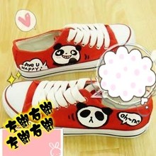 Red ! hot-selling lacing hand-painted shoes canvas shoes