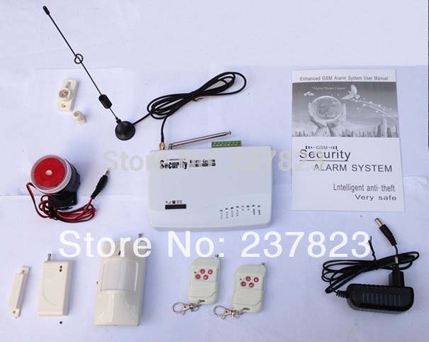 free shipping Intercom home security wireless GSM alarm system 2 year warranty 900 1800MHZ with russian