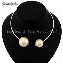 European Big Brand Torques Jewelry Fashion All Match Statement Women Pearl Necklaces Gold and Silver Colors
