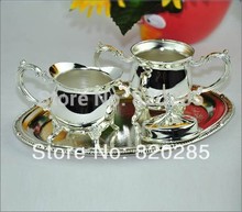 Free shipping Fashion design silver plated metal coffee set tea set for weddings or party or