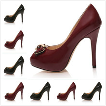 2014 Women Red/Black Genuine Leather Gold Metallic Peep Toe Sandals,Lady Luxury Fashion 12cm High Heel Pumps,Wedding Party Shoes