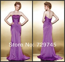 High Quality New Fashion Purple V-neck Floor Length A Line Bodice Prom Dress For Sexy Girls Dresss