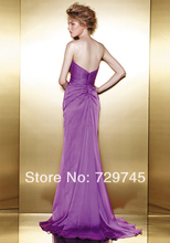 High Quality New Fashion Purple V neck Floor Length A Line Bodice Prom Dress For Sexy