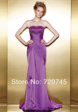 High Quality New Fashion Purple V neck Floor Length A Line Bodice Prom Dress For Sexy