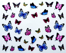 Free Shipping 2014 New Water Transfer Nail Art Stickers Decal Beauty Colorful Butterfly Design Decorative Foils Stamping Tools