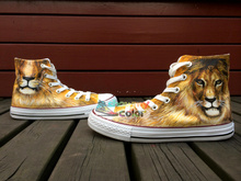 Women Men Sneakers King of The Jungle Lion Customizable Hand Painted Canvas Shoes High Top Fashion Sneaker